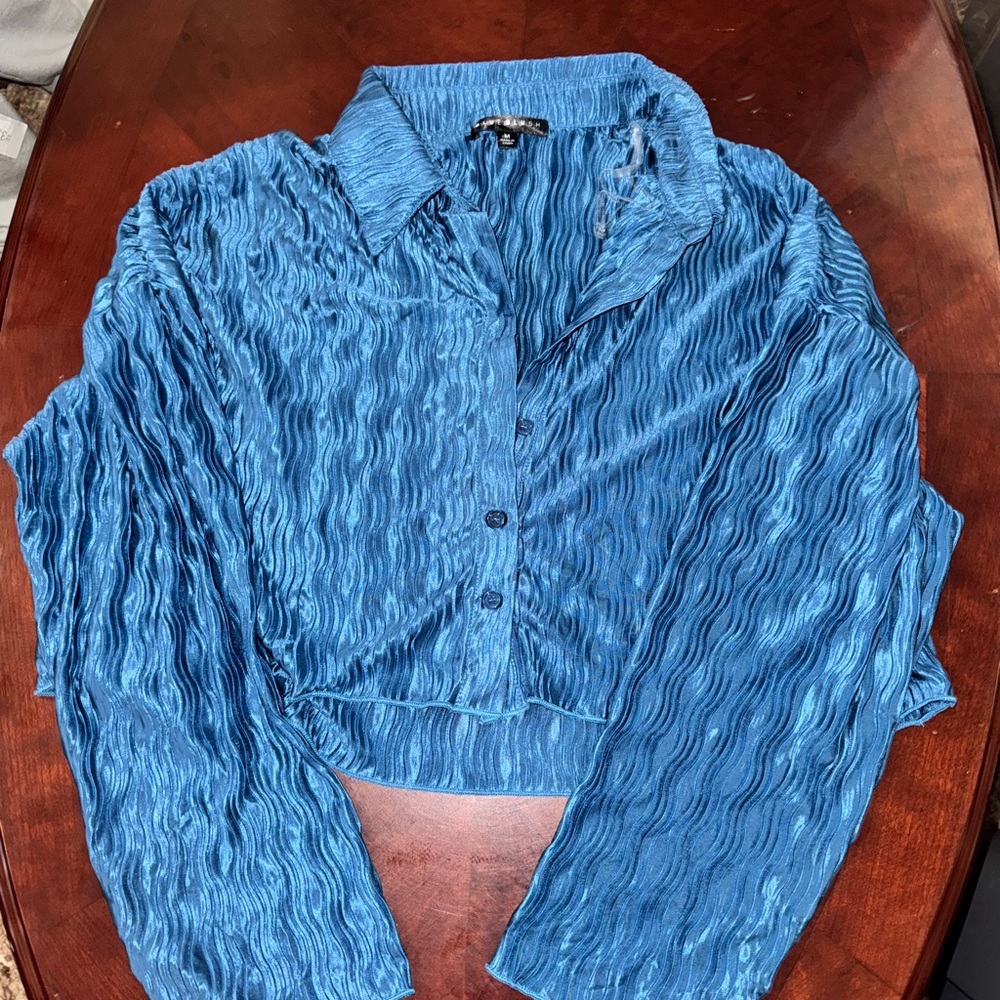 Blue Blush Vibrant Blue Textured Top